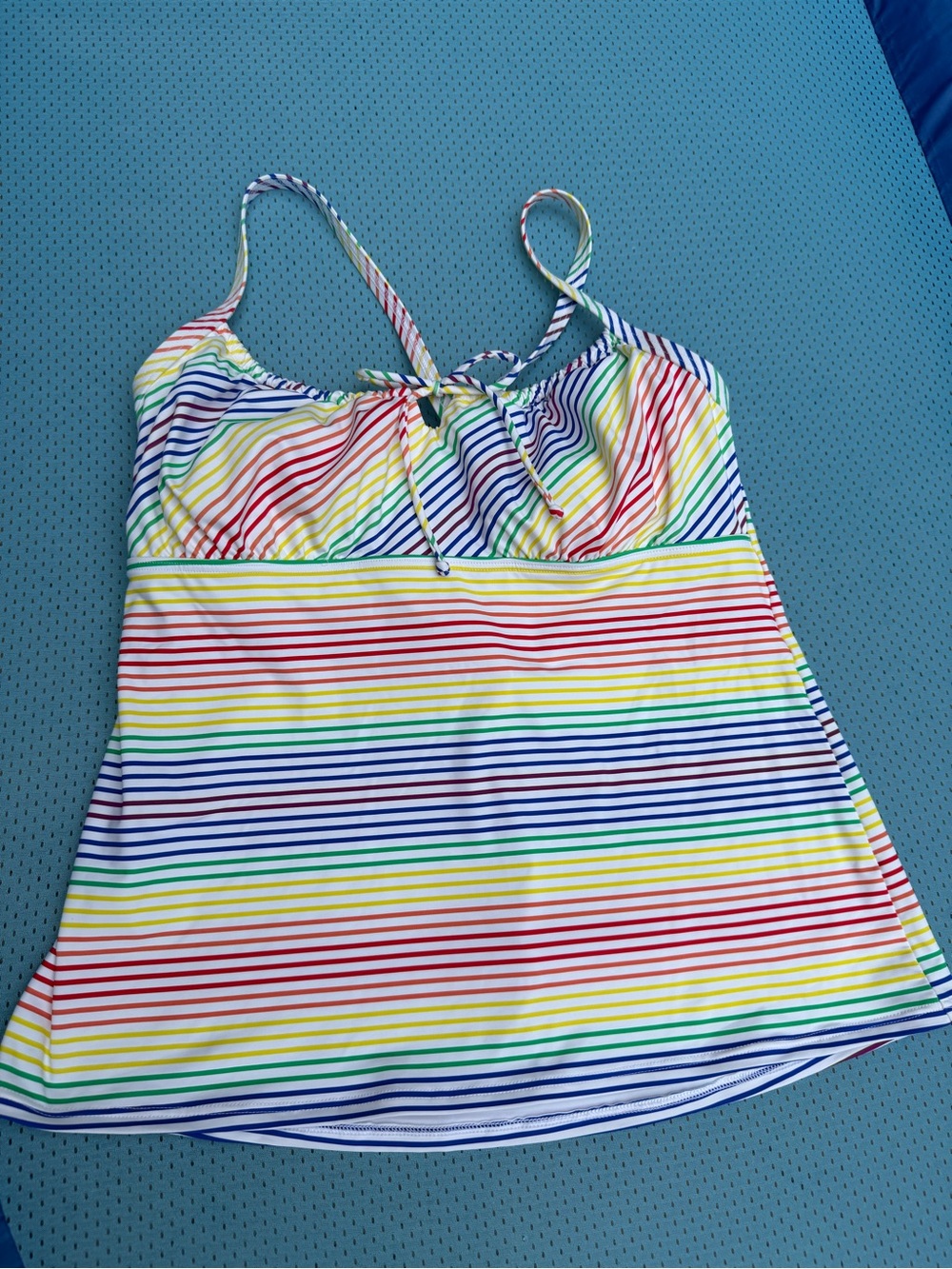 Lands End Rainbow Stripe Tankini Top - Multicolor - 14 - Excellent Condition - Picture 2 of 4